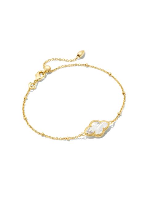 KENDRA SCOTT Abbie Gold Satellite Chain Bracelet in Ivory Mother-of-Pearl