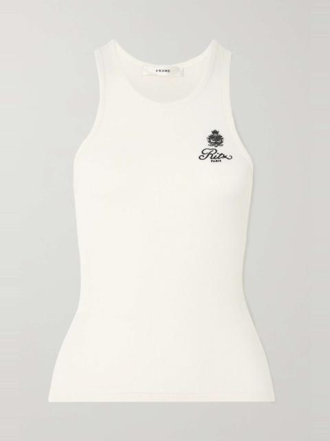 + Ritz Paris embroidered ribbed-jersey tank