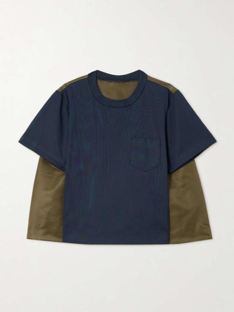 Paneled cotton-jersey and shell T-shirt