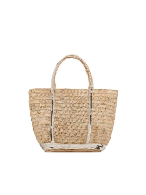 Vanessa Bruno sequin-embellished raffia tote bag