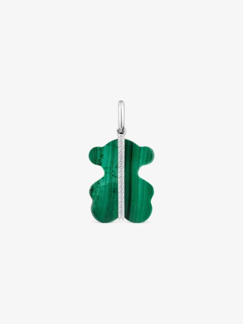 TOUS Bear Pendant with diamonds, malachite and 14K white gold Sweet Dolls