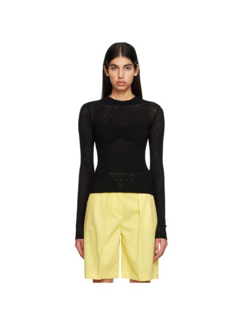 MSGM Black Crewneck Long Sleeve T-Shirt