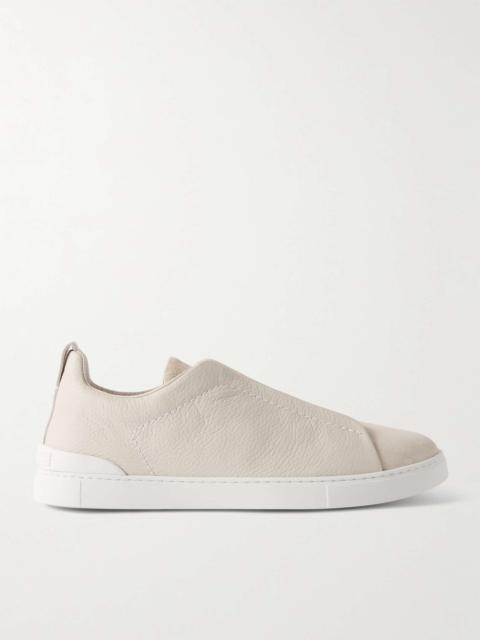 Triple Stitch Full-Grain Leather and Suede Sneakers