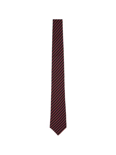 Jean Paul Gaultier Black & Red Striped TIe