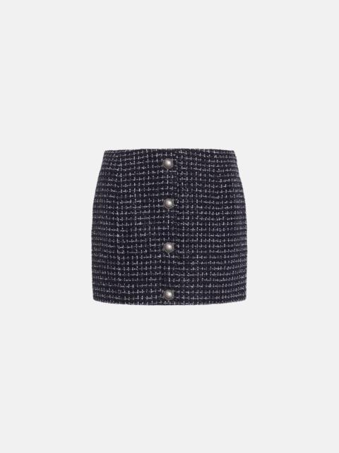 Alessandra Rich SEQUIN CHECKED TWEED LOW WAIST MINI SKIRT, BUTTONS