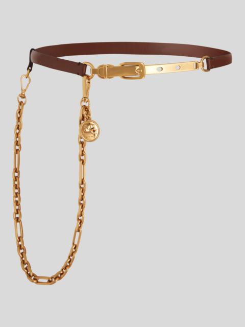 LEATHER BELT WITH CHAIN AND MEDALLION