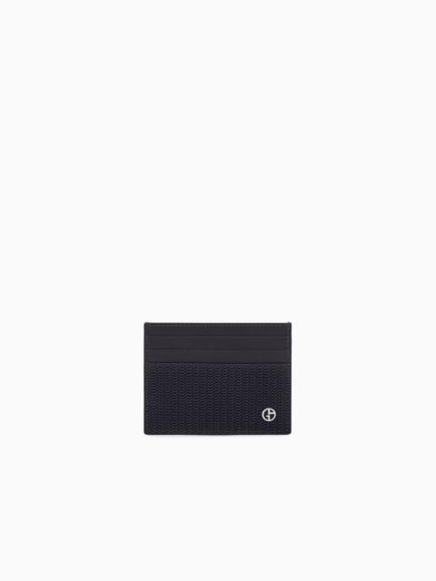 GIORGIO ARMANI CARD HOLDER IN WAVE PRINT LEATHER FOR 6 CARDS