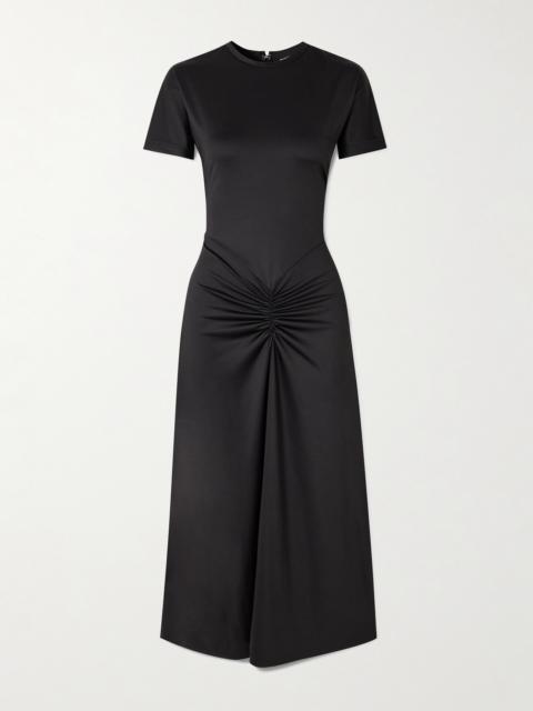 Victoria Beckham Gathered Satin-jersey Midi Dress