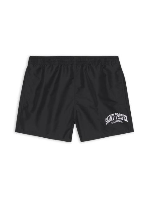 BALENCIAGA Men's Cities Saint Tropez Swim Shorts in Black