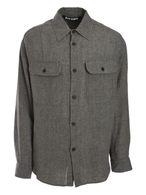Palm Angels logo-print linen overshirt