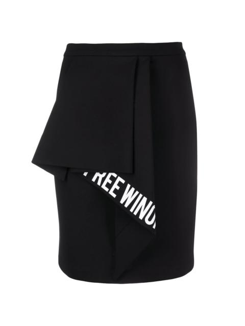 slogan-print ruffled-detail skirt