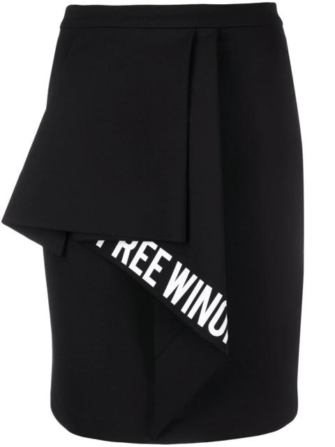 slogan-print ruffled-detail skirt