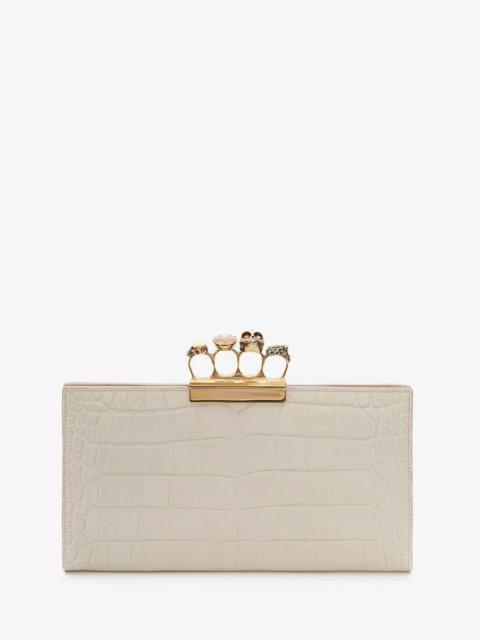 Alexander McQueen Jewelled Flat Pouch in Ivory