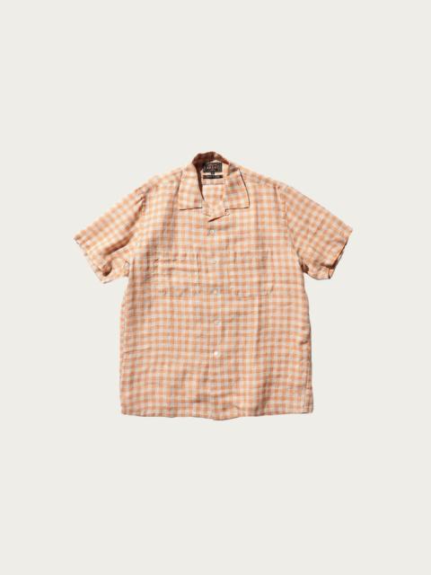 BEAMS PLUS Open Collar Pajama Plaid Linen - Orange