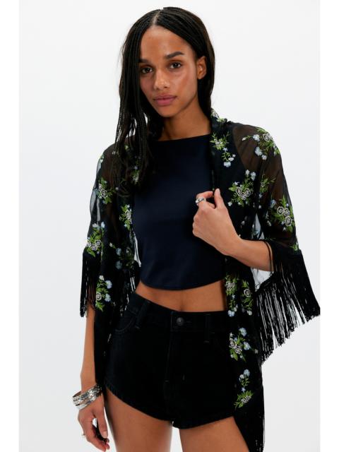 ANNA SUI Anna Sui Bluebell Embroidered Shawl