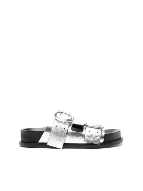 double-buckle leather sandals