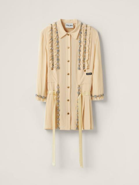 Miu Miu Embroidered marocain mini-dress