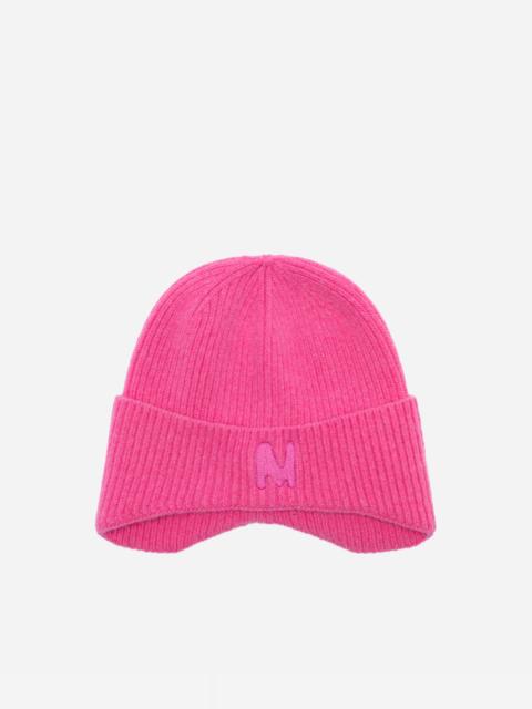 MSGM Ribbed beanie hat with embroidered logo