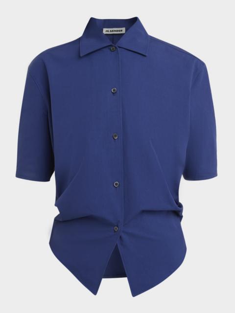 Jil Sander Gathered Short-Sleeve Button-Down Shirt