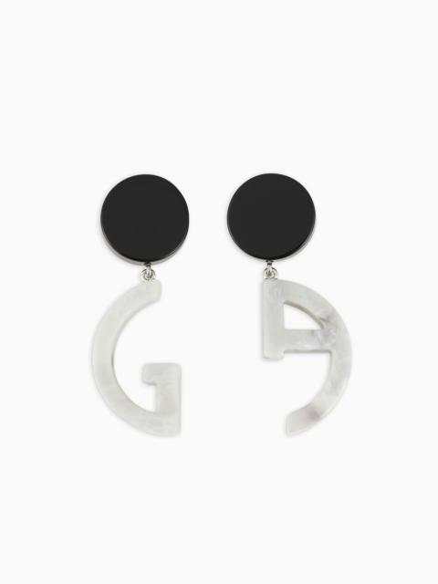 GIORGIO ARMANI Earrings with GA resin pendants