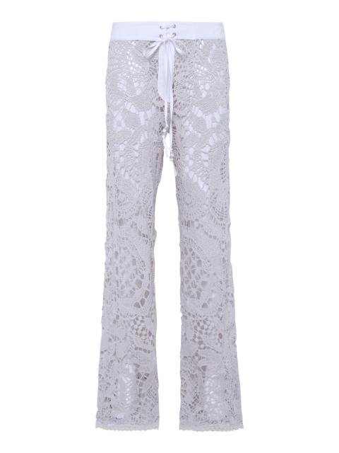 SIEDRÉS Leane Crocheted Lace Straight-Leg Pants off-white