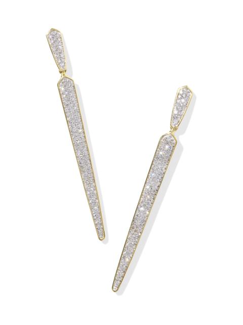 KENDRA SCOTT Spike 14k Yellow Gold Linear Earrings in White Diamond