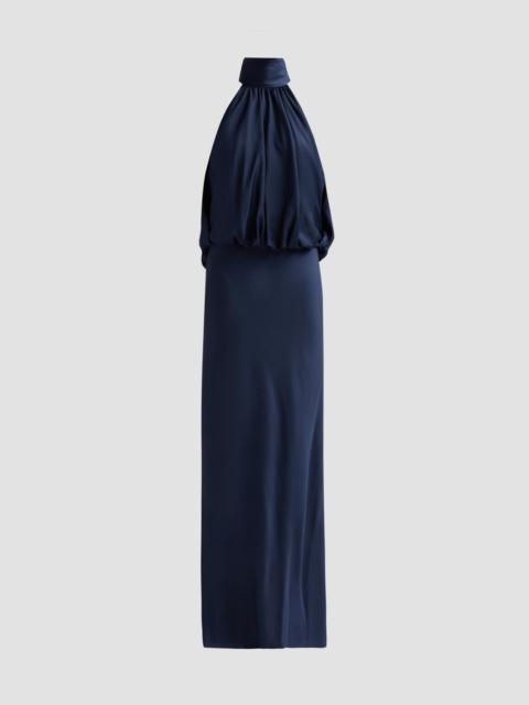 AMSALE Women's Blouson Halter Gown - Navy