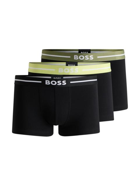 BOSS THREE-PACK OF STRETCH-COTTON TRUNKS WITH LOGO WAISTBANDS