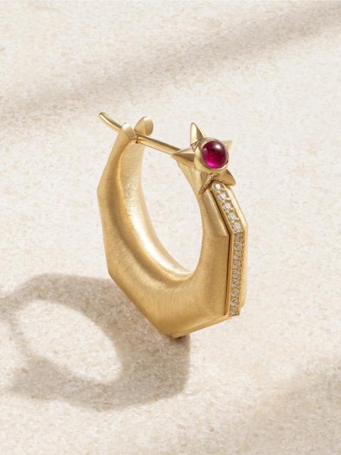 MARIE LICHTENBERG Baba 18-karat Gold, Ruby And Diamond Single Hoop Earring
