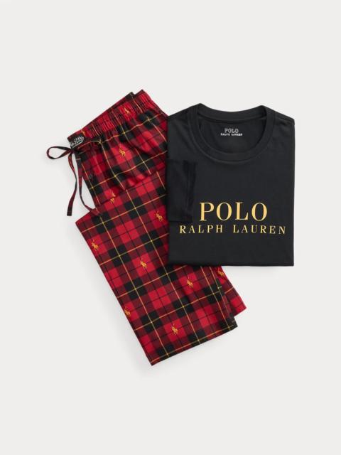 Polo Ralph Lauren Logo & Plaid Cotton Sleep Set