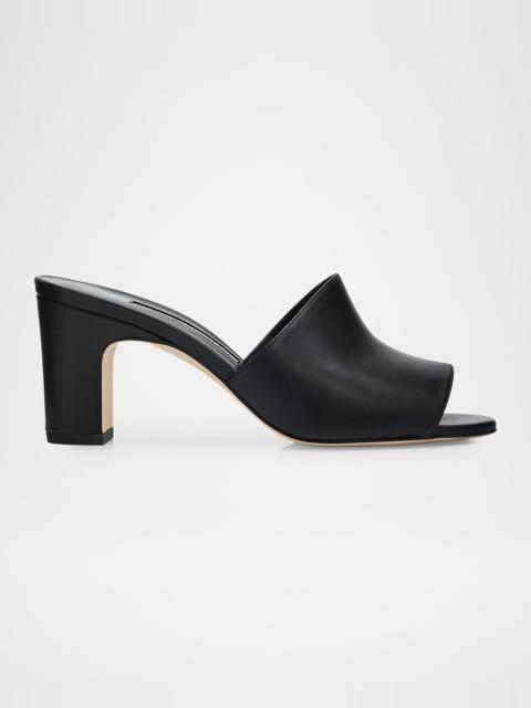 Manolo Blahnik 70mm Rapallabar Leather Mules