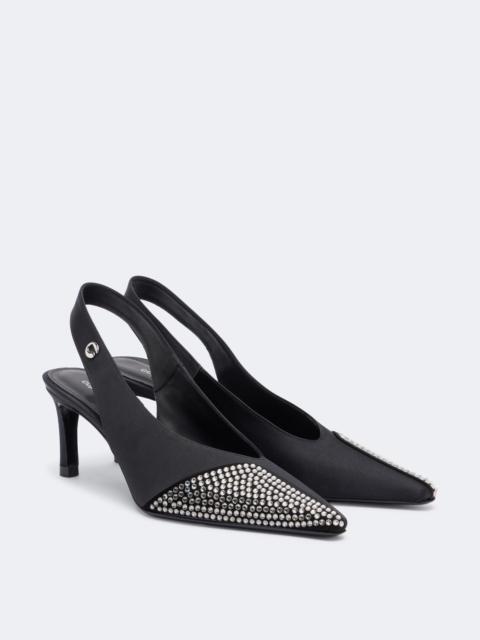 COPERNI Crystal-embellished satin slingback pumps