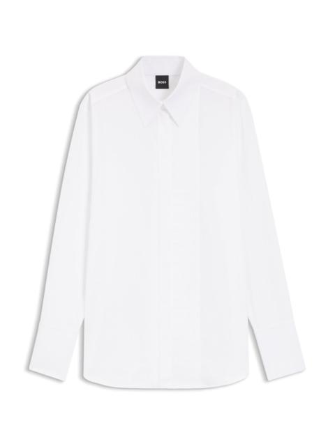 BOSS PLEATED-FRONT SHIRT IN COTTON
