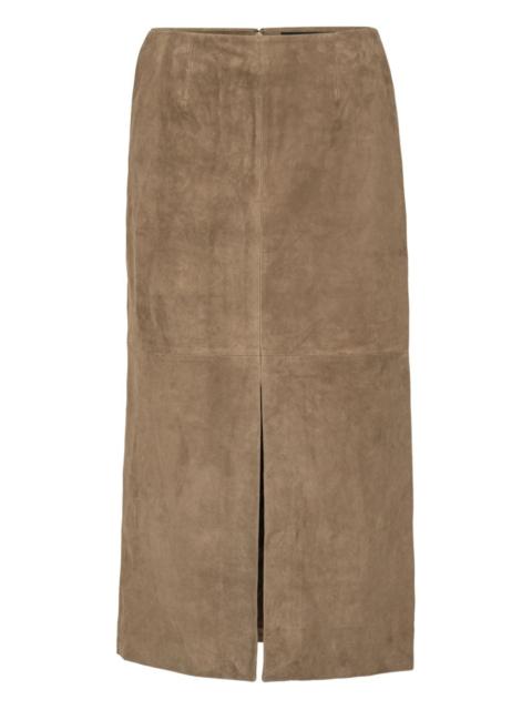 ROTATE slit suede midi skirt