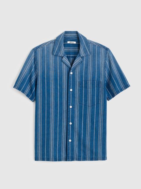Madewell The Short-Sleeve Camp Shirt in Indigo Linen-Cotton Blend