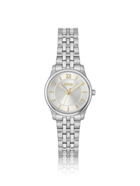 BOSS GRACEFUL SILVER-TONE WATCH WITH SUNBURST-PATTERNED DIAL