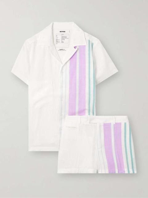 BETTTER Aaron striped linen shirt and shorts set