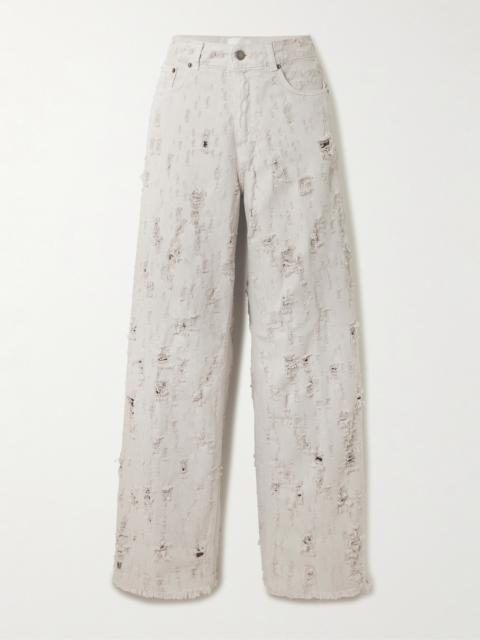 HAIKURE Bethany Destroy Distressed Mid-rise Wide-leg Jeans