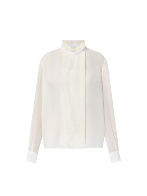 Louis Vuitton Pleated Front Sheer Silk Blouse