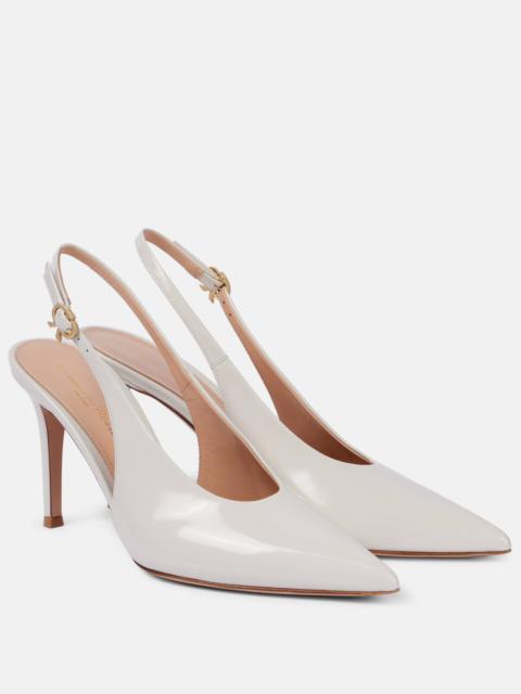 Gianvito Rossi Robbie 85 patent leather slingback pumps