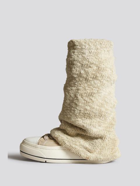 R13 KURT HIGH TOP SNEAKER WITH WARMER - LIGHT KHAKI PLAIN KNIT