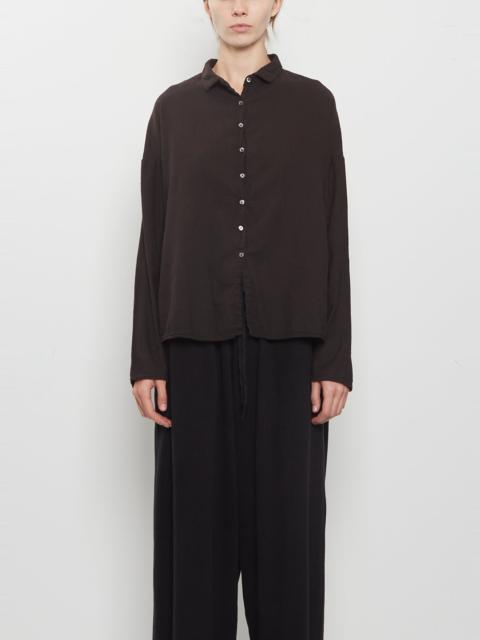 ALBUM DI FAMIGLIA Light Cotton Short Collar Shirt — Brown