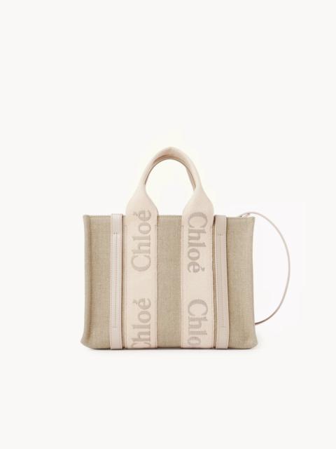 Chloé SMALL WOODY TOTE BAG IN LINEN