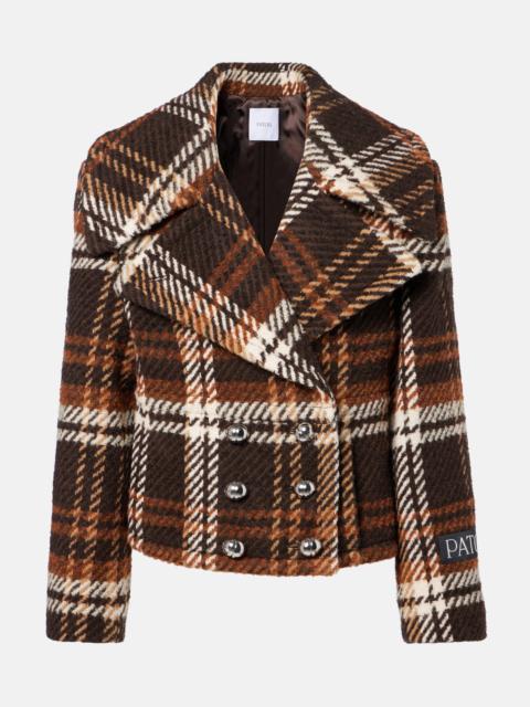 PATOU Checked double-breasted wool-blend jacket