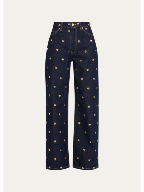 ULLA JOHNSON The Willow Embellished Wide-Leg Jeans