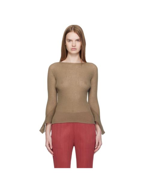 ISSEY MIYAKE Brown Spikelet Knit Sweater