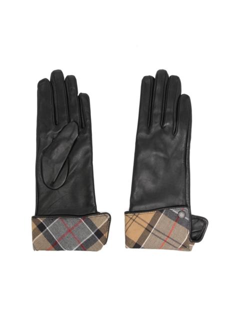 Barbour tartan-check leather gloves