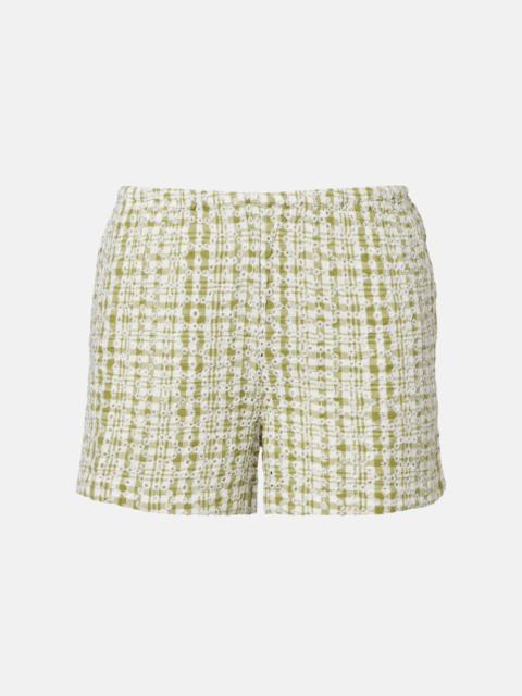 velvet Daniela embroidered cotton-blend shorts
