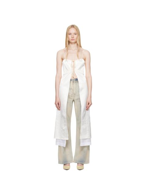 MM6 Maison Margiela Off-White Washed Viscose Satin Dress Top
