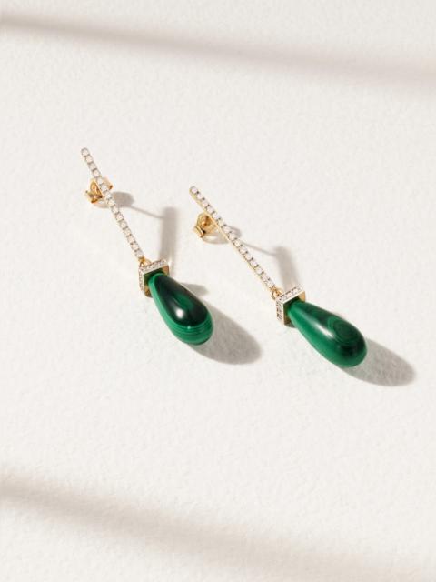 MATEO 14-karat Gold, Malachite And Diamond Earrings